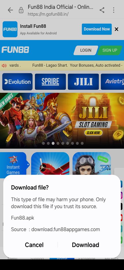 FUN88 App Download Step 2